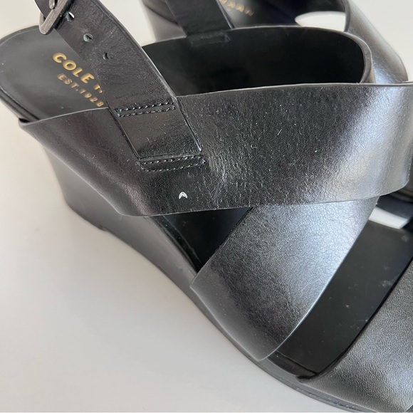 Cole Haan Women’s Penelope Black Leather Wedges 8.5B - Picture 2 of 14